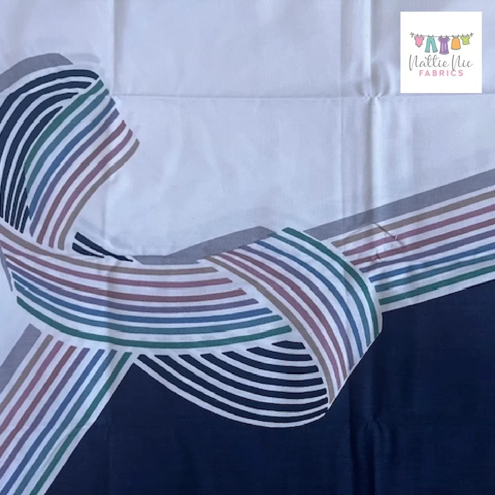 2 Vintage Standard Size pillowcases, New York Ribbon‎ Stripe, Wamsutta, navy